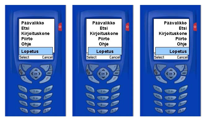 Mobiilivalikot tasaustestissä