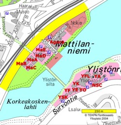 Map of Agora and Mattilanniemi campus area